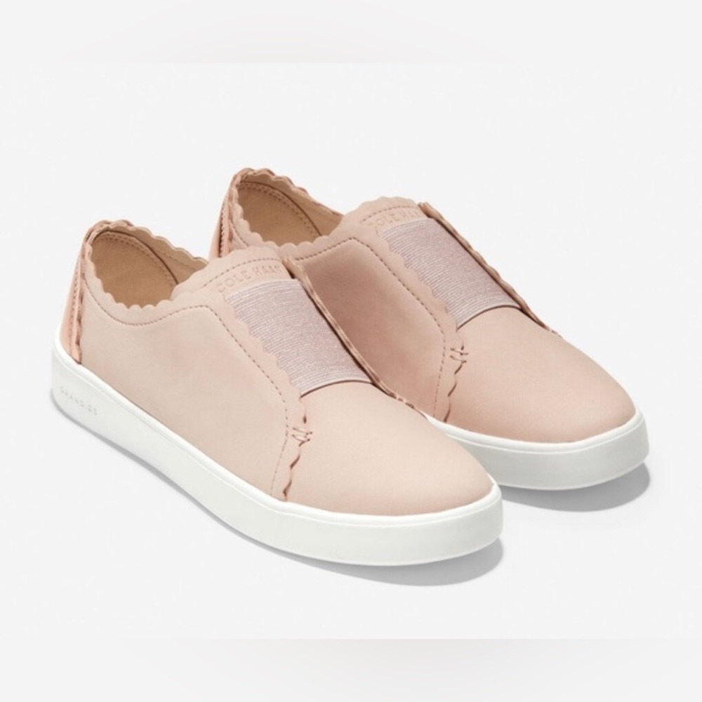 COLE HAAN Grand Sz 7 Blush Suede Slip On Sneakers